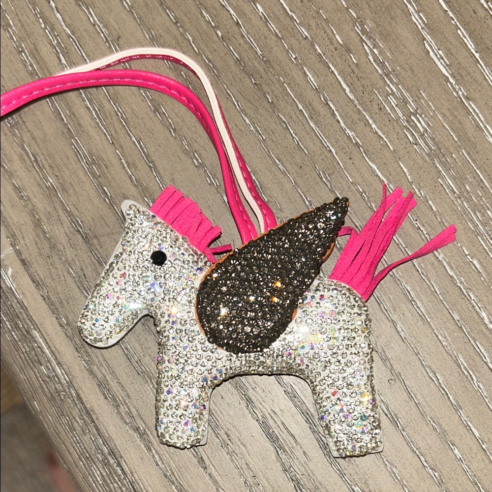 Pegasus Horse Rhinestone Bag Charm/Keychain - Pink and Silver